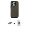 MARSİLYAN™- iPhone 13 Pro Max Kılıf Eksen Işık - Siyah Bilvis Hayalet Cam Ekran Koruyucu + Renkli Kamera Lens Koruma Cam - PE