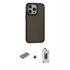 MARSİLYAN™- iPhone 13 Pro Max Kılıf Eksen Işık - Siyah Bilvis Hayalet Cam Ekran Koruyucu + Renkli Kamera Lens Koruma Cam - SI