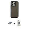 MARSİLYAN™- iPhone 13 Pro Max Kılıf Eksen Işık - Siyah Bilvis Hayalet Cam Ekran Koruyucu + Renkli Kamera Lens Koruma Cam - SI