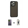 MARSİLYAN™- iPhone 13 Pro Max Kılıf Eksen Işık - Siyah Bilvis Hayalet Cam Ekran Koruyucu + Neon Fosforlu Kamera Lens - YL