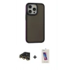 MARSİLYAN™- iPhone 13 Pro Max Kılıf Eksen Işık - Siyah Joko 5D Cam + Gold Raze Metal Kamera Lens