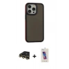 MARSİLYAN™- iPhone 13 Pro Max Kılıf Eksen Işık - Siyah Joko 5D Cam + Gold Raze Metal Kamera Lens