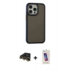 MARSİLYAN™- iPhone 13 Pro Max Kılıf Eksen Işık - Siyah Joko 5D Cam + Gold Raze Metal Kamera Lens