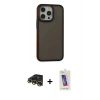 MARSİLYAN™- iPhone 13 Pro Max Kılıf Eksen Işık - Siyah Joko 5D Cam + Gold Raze Metal Kamera Lens