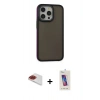 MARSİLYAN™- iPhone 13 Pro Max Kılıf Eksen Işık - Siyah Joko 5D Cam + Pers Alüminyum Kamera Lens - KI