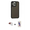 MARSİLYAN™- iPhone 13 Pro Max Kılıf Eksen Işık - Siyah Joko 5D Cam + Pers Alüminyum Kamera Lens - KI