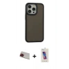MARSİLYAN™- iPhone 13 Pro Max Kılıf Eksen Işık - Siyah Joko 5D Cam + Rainbow Kamera Lens Koruma Cam - KI