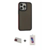 MARSİLYAN™- iPhone 13 Pro Max Kılıf Eksen Işık - Siyah Joko 5D Cam + Rainbow Kamera Lens Koruma Cam - KI