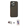 MARSİLYAN™- iPhone 13 Pro Max Kılıf Eksen Işık - Siyah Joko 5D Cam + Rainbow Kamera Lens Koruma Cam - KI