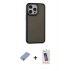 MARSİLYAN™- iPhone 13 Pro Max Kılıf Eksen Işık - Siyah Joko 5D Cam + Koyu Yeşil Metal Kamera Lens Koruma Cam