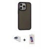 MARSİLYAN™- iPhone 13 Pro Max Kılıf Eksen Işık - Siyah Joko 5D Cam + Pers Alüminyum Kamera Lens - LT