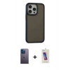 MARSİLYAN™- iPhone 13 Pro Max Kılıf Eksen Işık - Siyah Joko 5D Cam + Neon Fosforlu Kamera Lens - MI