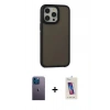 MARSİLYAN™- iPhone 13 Pro Max Kılıf Eksen Işık - Siyah Joko 5D Cam + Neon Fosforlu Kamera Lens - MI
