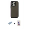 MARSİLYAN™- iPhone 13 Pro Max Kılıf Eksen Işık - Siyah Joko 5D Cam + Shine Kamera Lens Koruma Cam - MI