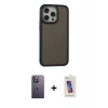 MARSİLYAN™- iPhone 13 Pro Max Kılıf Eksen Işık - Siyah Joko 5D Cam + Neon Fosforlu Kamera Lens - BZ