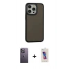 MARSİLYAN™- iPhone 13 Pro Max Kılıf Eksen Işık - Siyah Joko 5D Cam + Neon Fosforlu Kamera Lens - BZ