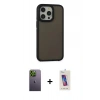MARSİLYAN™- iPhone 13 Pro Max Kılıf Eksen Işık - Siyah Joko 5D Cam + Neon Fosforlu Kamera Lens - YL