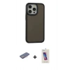 MARSİLYAN™- iPhone 13 Pro Max Kılıf Eksen Işık - Siyah Joko 5D Cam + Renkli Kamera Lens Koruma Cam - PE