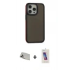 MARSİLYAN™- iPhone 13 Pro Max Kılıf Eksen Işık - Siyah Joko 5D Cam + Rainbow Kamera Lens Koruma Cam - BZ