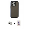 MARSİLYAN™- iPhone 13 Pro Max Kılıf Eksen Işık - Siyah Joko 5D Cam + Rainbow Kamera Lens Koruma Cam - BZ