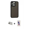 MARSİLYAN™- iPhone 13 Pro Max Kılıf Eksen Işık - Siyah Joko 5D Cam + Rainbow Kamera Lens Koruma Cam - BZ