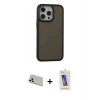 MARSİLYAN™- iPhone 13 Pro Max Kılıf Eksen Işık - Siyah Joko 5D Cam + Rainbow Kamera Lens Koruma Cam - BZ