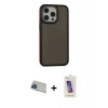 MARSİLYAN™- iPhone 13 Pro Max Kılıf Eksen Işık - Siyah Joko 5D Cam + Rainbow Kamera Lens Koruma Cam - MI