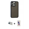 MARSİLYAN™- iPhone 13 Pro Max Kılıf Eksen Işık - Siyah Joko 5D Cam + Rainbow Kamera Lens Koruma Cam - MI