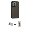 MARSİLYAN™- iPhone 13 Pro Max Kılıf Eksen Işık - Siyah Joko 5D Cam + Rainbow Kamera Lens Koruma Cam - MI