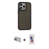 MARSİLYAN™- iPhone 13 Pro Max Kılıf Eksen Işık - Siyah Joko 5D Cam + Rainbow Kamera Lens Koruma Cam - REGD