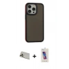 MARSİLYAN™- iPhone 13 Pro Max Kılıf Eksen Işık - Siyah Joko 5D Cam + Rainbow Kamera Lens Koruma Cam - REGD
