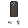 MARSİLYAN™- iPhone 13 Pro Max Kılıf Eksen Işık - Siyah Joko 5D Cam + Rainbow Kamera Lens Koruma Cam - REGD