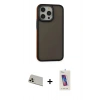 MARSİLYAN™- iPhone 13 Pro Max Kılıf Eksen Işık - Siyah Joko 5D Cam + Rainbow Kamera Lens Koruma Cam - REGD