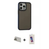 MARSİLYAN™- iPhone 13 Pro Max Kılıf Eksen Işık - Siyah Joko 5D Cam + Rainbow Kamera Lens Koruma Cam - REGD