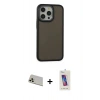 MARSİLYAN™- iPhone 13 Pro Max Kılıf Eksen Işık - Siyah Joko 5D Cam + Rainbow Kamera Lens Koruma Cam - REGD