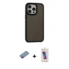 MARSİLYAN™- iPhone 13 Pro Max Kılıf Eksen Işık - Siyah Joko 5D Cam + Shine Kamera Lens Koruma Cam - PE