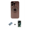 MARSİLYAN™- iPhone 13 Pro Max Kılıf Eksen Klasik Prime - Şeffaf 360 Full Body Arka Koruyucu + Gökkuşağı Shine Kamera Lens Koruma Cam