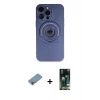 MARSİLYAN™- iPhone 13 Pro Max Kılıf Eksen Klasik Prime - Şeffaf 360 Full Body Arka Koruyucu + Gökkuşağı Shine Kamera Lens Koruma Cam