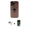 MARSİLYAN™- iPhone 13 Pro Max Kılıf Eksen Klasik Prime - Şeffaf 360 Full Body Arka Koruyucu + Pers Alüminyum Kamera Lens - GD