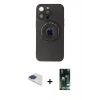 MARSİLYAN™- iPhone 13 Pro Max Kılıf Eksen Klasik Prime - Şeffaf 360 Full Body Arka Koruyucu + Lacivert Pers Alüminyum Kamera Lens