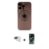 MARSİLYAN™- iPhone 13 Pro Max Kılıf Eksen Klasik Prime - Şeffaf 360 Full Body Arka Koruyucu + Lacivert Pers Alüminyum Kamera Lens