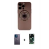 MARSİLYAN™- iPhone 13 Pro Max Kılıf Eksen Klasik Prime - Şeffaf 360 Full Body Arka Koruyucu + Neon Fosforlu Kamera Lens - MI