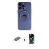 MARSİLYAN™- iPhone 13 Pro Max Kılıf Eksen Klasik Prime - Şeffaf 360 Full Body Arka Koruyucu + Pembe Renkli Kamera Lens Koruma Cam