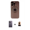 MARSİLYAN™- iPhone 13 Pro Max Kılıf Eksen Klasik Prime - Şeffaf Maxco Cam Ekran Koruyucu + Neon Fosforlu Kamera Lens - BZ