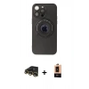 MARSİLYAN™- iPhone 13 Pro Max Kılıf Eksen Klasik Prime - Şeffaf Maxco Cam Ekran Koruyucu + Gold Raze Metal Kamera Lens
