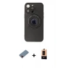 MARSİLYAN™- iPhone 13 Pro Max Kılıf Eksen Klasik Prime - Şeffaf Maxco Cam Ekran Koruyucu + Kırmızı Metal Kamera Lens Koruma Cam