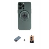 MARSİLYAN™- iPhone 13 Pro Max Kılıf Eksen Klasik Prime - Şeffaf Maxco Cam Ekran Koruyucu + Kırmızı Metal Kamera Lens Koruma Cam