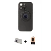 MARSİLYAN™- iPhone 13 Pro Max Kılıf Eksen Klasik Prime - Şeffaf Maxco Cam Ekran Koruyucu + Rainbow Kamera Lens Koruma Cam - MR
