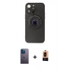 MARSİLYAN™- iPhone 13 Pro Max Kılıf Eksen Klasik Prime - Şeffaf Maxco Cam Ekran Koruyucu + Neon Fosforlu Kamera Lens - MI