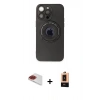 MARSİLYAN™- iPhone 13 Pro Max Kılıf Eksen Klasik Prime - Şeffaf Maxco Cam Ekran Koruyucu + Pers Alüminyum Kamera Lens - KI
